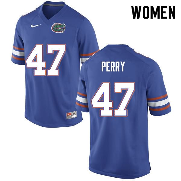 NCAA Florida Gators Austin Perry Women's #47 Nike Blue Stitched Authentic College Football Jersey DAI8764DH